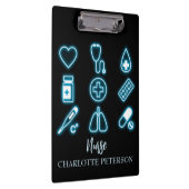 Porte-bloc Black & Neon Médicale Icône moderne Infirmière per (Swatch)