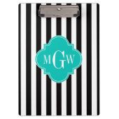Porte-bloc Black What Stripe Quatrefoil Turquoise 3 Monogramm (Devant)