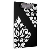 Porte-bloc Blanc de l'art I de damassé de rouleau sur le noir (Swatch)