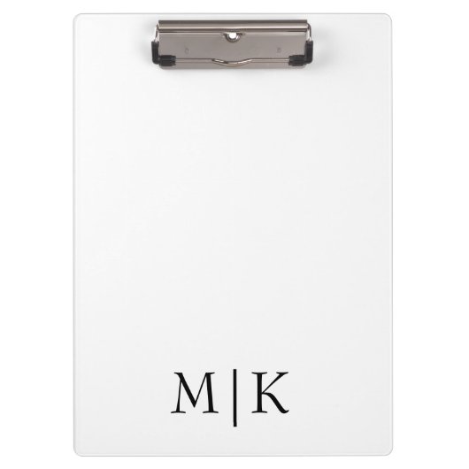 Porte-bloc Blanc et noir | Monogramme moderne (Devant)