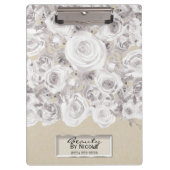 Porte-bloc Blanc Russe Roses d'hiver Shabby Chic Kraft (Devant)