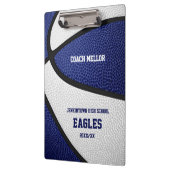 Porte-bloc bleu blanc équipe couleurs basketball coach (Gauche)