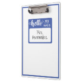 Porte-bloc Bleu Bonjour Mon nom est enseignant scolaire Balis (Gauche)