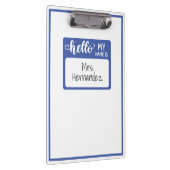 Porte-bloc Bleu Bonjour Mon nom est enseignant scolaire Balis (Swatch)