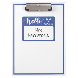 Porte-bloc Bleu Bonjour Mon nom est enseignant scolaire Balis