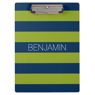Porte-bloc Bleu de marine et Graines de rugby vert Nom person