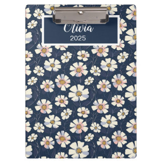 Porte-bloc Bleu et motif floral