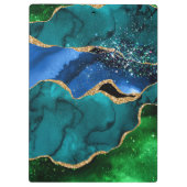 Porte-bloc Bleu et vert Peacock Faux Parties scintillant Agat (Dos)