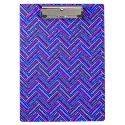 Porte-bloc Bleu et violet rayures double tissage (Devant)