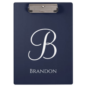 Porte-bloc Bleu Marine Nom et Monogramme Personnalisés