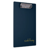 Porte-bloc Bleu Nuit Or Script  | Monogramme Moderne Élégant (Swatch)