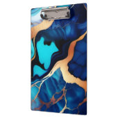 Porte-bloc Bleu tendance en or faux marbre (Gauche)