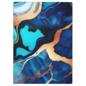 Porte-bloc Bleu tendance en or faux marbre (Dos)