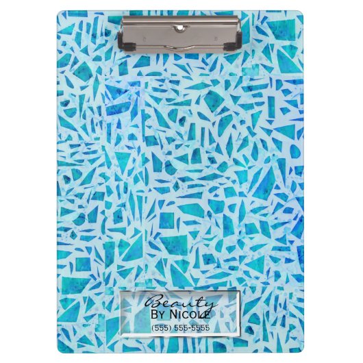 Porte-bloc Bleu Turquoise Mosaïque Carrelage Moderne Chic (Devant)