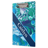 Porte-bloc Bleu vert personnalisé Marbre numérique (Gauche)