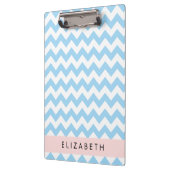 Porte-bloc Bleu Zigzag, Bleu Chevron, Vague Motif, Votre Nom (Gauche)