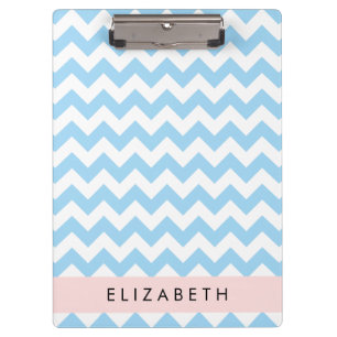Porte-bloc Bleu Zigzag, Bleu Chevron, Vague Motif, Votre Nom