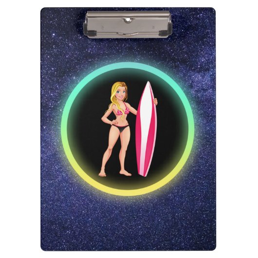 Porte-bloc Blonde Surfer Adolescent Girl Galaxy (Devant)