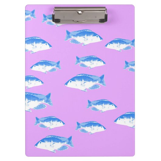 Porte-bloc Blue fish on lilac (Devant)