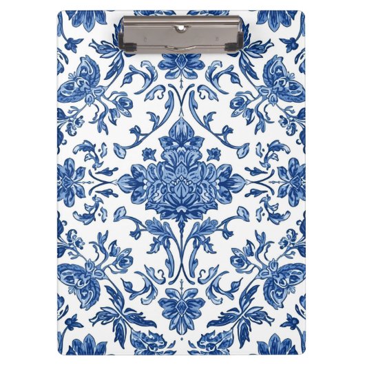 Porte-bloc Blue Floral Chinoiserie White Watercolor (Devant)