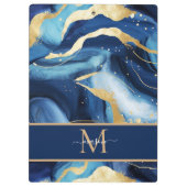 Porte-bloc Blue Gold Mable Moderne Monogramme Nom du script C (Dos)