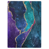 Porte-bloc Blue Purple Aqua Gold Veines Agate Monogramme (Dos)