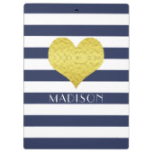 Porte-bloc Blue White Gold Heart Motif Votre nom (Dos)