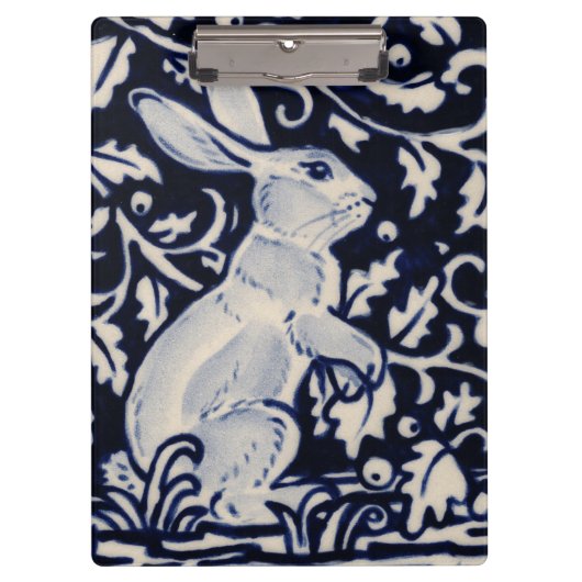 Porte-bloc Blue & White Lapin Lapin Lièvre Art élégant (Devant)