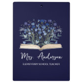 Porte-bloc Blue Wildflowers Grow From Book Teacher (Dos)