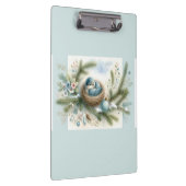 Porte-bloc Bluebird Nest with Ornaments in Winter Pines  (Swatch)