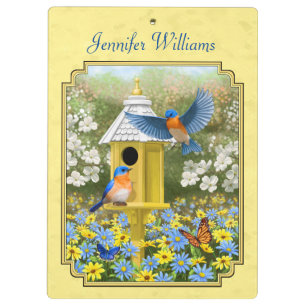 Porte-bloc Bluebirds et Rond Birhouse Jaune