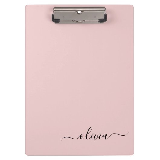 Porte-bloc Blush Dusty rose moderne Script Girl Monogramme No (Devant)