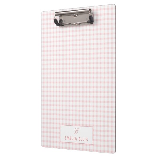 Porte-bloc Blush Pink Gingham Classic Monogram  (Gauche)