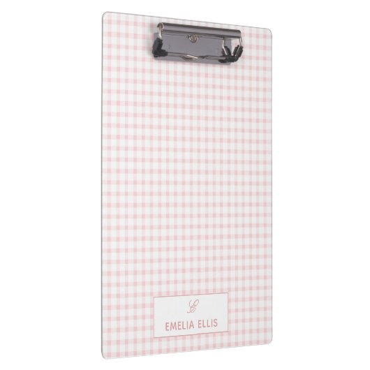 Porte-bloc Blush Pink Gingham Classic Monogram  (Swatch)