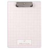 Porte-bloc Blush Pink Gingham Classic Monogram  (Devant)