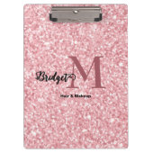 Porte-bloc Blush Pink glitter Monogram hair and makeup (Devant)