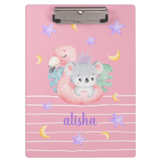 Porte-bloc Blush Pink Pretty Koala Cadeau pour enfants Nom pe (Devant)
