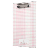 Porte-bloc Blush Rose Gingham Monogramme Classique  (Gauche)