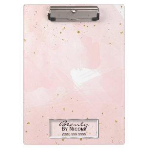 Porte-bloc Blush Rose & Gold Splatter Moderne Personnalisé