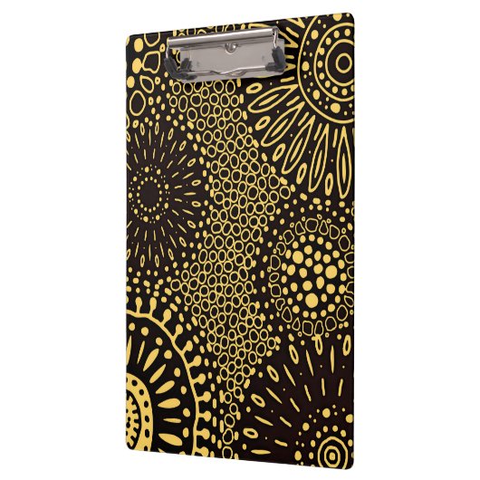 Porte-bloc Boho Black Gold Ethnic Floral Pattern Clipboard (Gauche)
