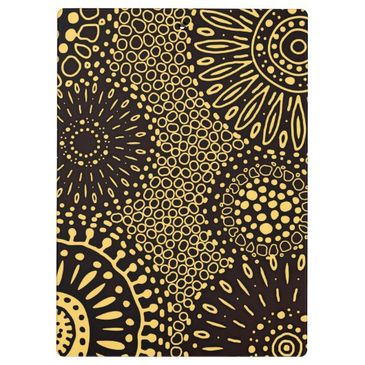 Porte-bloc Boho Black Gold Ethnic Floral Pattern Clipboard (Dos)