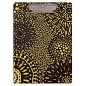 Porte-bloc Boho Black Gold Ethnic Floral Pattern Clipboard (Devant)