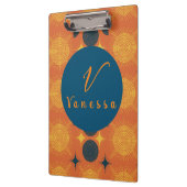 Porte-bloc Boho Céleste Soleil Lune Orange Script Monogramme (Gauche)