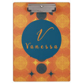 Porte-bloc Boho Céleste Soleil Lune Orange Script Monogramme (Devant)