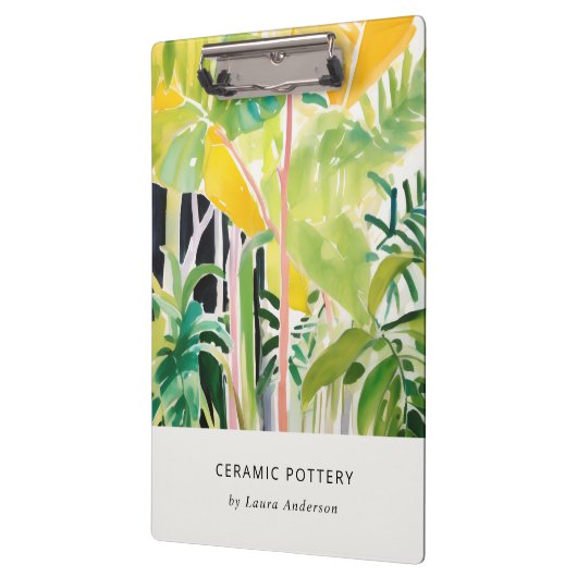 Porte-bloc Boho Chic Green Tropical Leafy Foliage Botanical (Gauche)