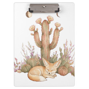 Porte-bloc Boho Désert Fennec Fox Endormi Sous Cactus Saguaro