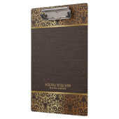 Porte-bloc Bois Brown Faux Avec Flèches Or Bordure (Gauche)