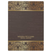 Porte-bloc Bois Brown Faux Avec Flèches Or Bordure (Dos)