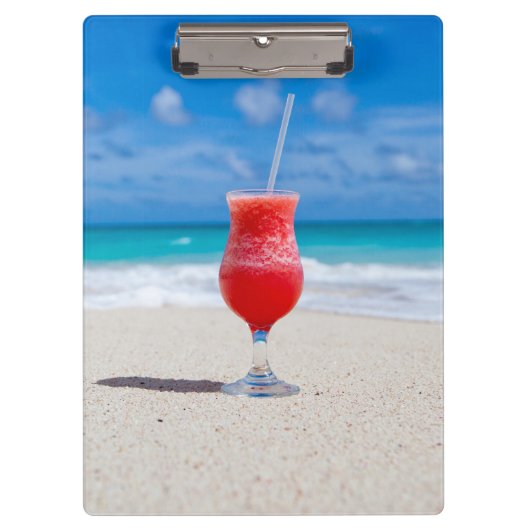 Porte-bloc Boisson de fraise fraîche sur la plage (Devant)