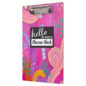 Porte-bloc Bonjour Mon Nom Est Rose Girly Abstraite esthétiqu (Gauche)